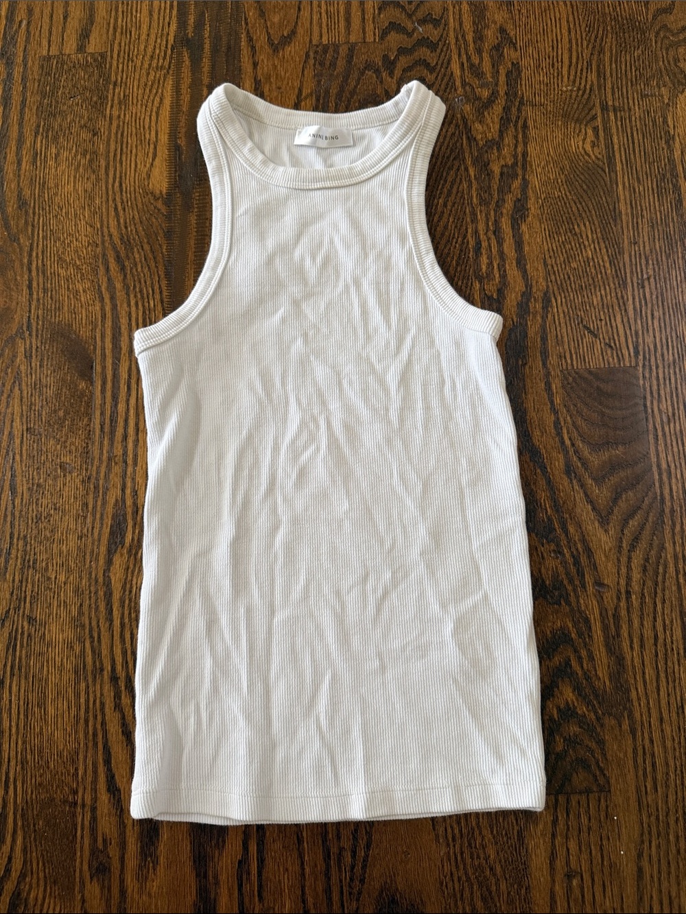 Anine Bing Kids White Ribbed Tank Top